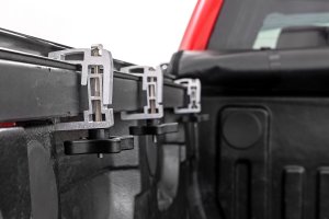 GMC Sierra 1500 Soft Roll Up Bed Cover - Rough Country - Top-mount with black powder-coated aluminum frame - Matte Black - '14-'18 GMC Sierra 1500 Soft Roll Up Bed Cover - Rough Country - Top-mount with black powder-coated aluminum frame - Matte Black - '14-'18